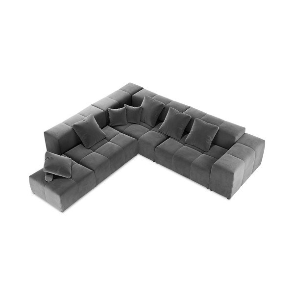 Pelēks samta stūra dīvāns (maināms stūris) Rome Velvet – Cosmopolitan Design -image-4