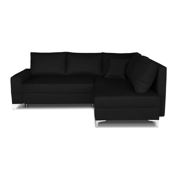 Melna stūra dīvāns-guļamā gulta Windsor & Co. Dīvāni Zeta, labais stūris