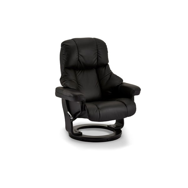 Melns ādas krēsls ar kāju balstu Furnhouse Crown
