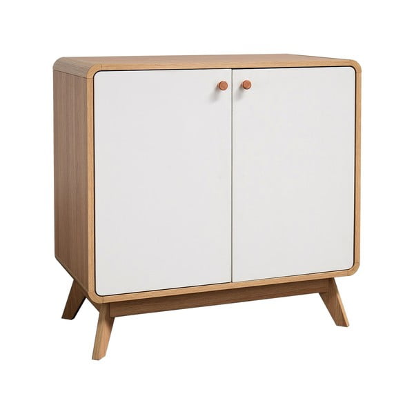 Balta zema kumode ar ozolkoka imitāciju 75x75 cm Cassie – Støraa-image-1