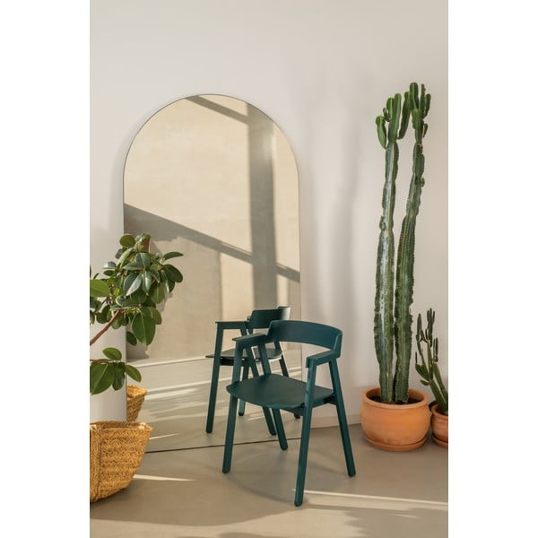 Zaļganzils ozola masīvkoka pusdienu krēsls ar roku balstiem Flip – Gazzda-image-3