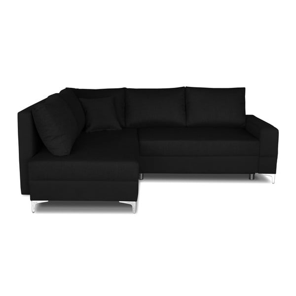 Melna stūra dīvāns-guļamā gulta Windsor & Co. Dīvāni Zeta, kreisais stūris
