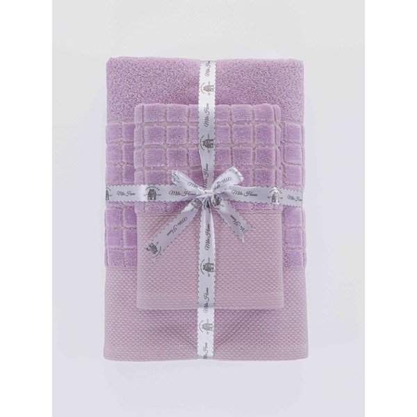 Violetu frotē kokvilnas dvieļu komplekts (2 gab.) Square – Mila Home-image-3