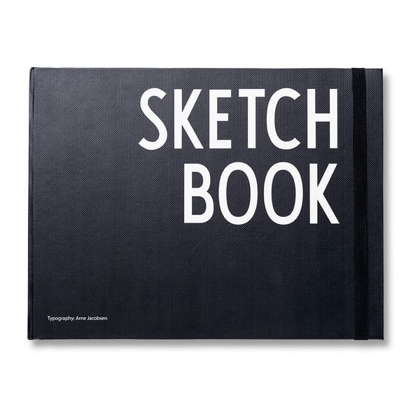 Melna piezīmju grāmata ar gumijas joslu Design Letters Sketch
