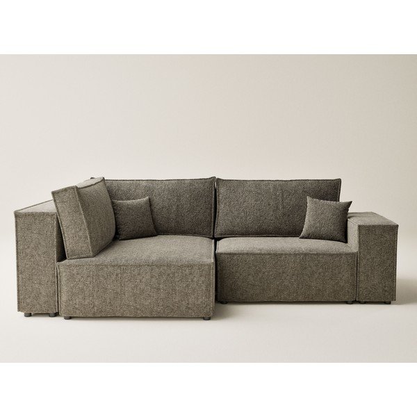 Brūns salokāms stūra dīvāns no šenila auduma ar uzglabāšanas vietu (ar kreiso stūri/L veida) Tonga – Maison de Rêve-image-2