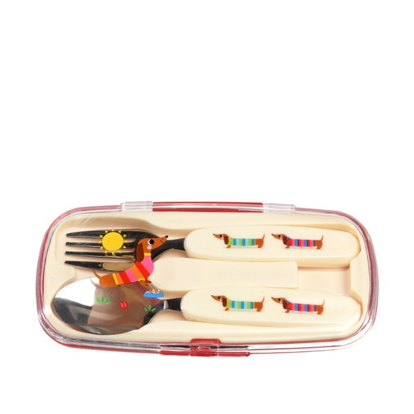 Nerūsējošā tērauda bērnu galda piederumi (2 gab.) Sausage Dog – Rex London-image-3