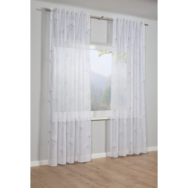 Balts/pelēks aizkars 245x140 cm Voile – Gardinia-image-1