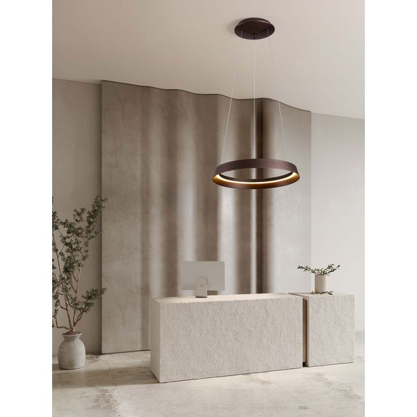 Brūna alumīnija LED piekaramā lampa ar regulējamu spilgtumu ar akrila stikla abažūru ø 45 cm Ormi – Nova Luce-image-1