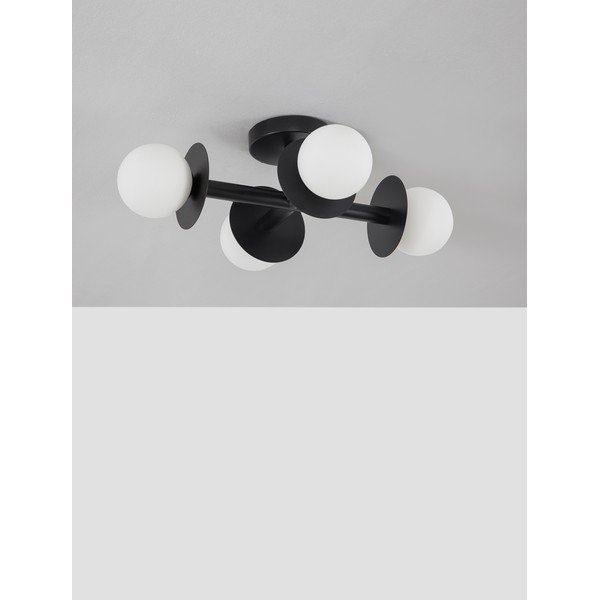 Balta/melna metāla griestu lampa ar stikla abažūru 37x51 cm Pielo – Nova Luce-image-2