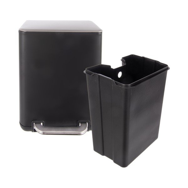 Melna nerūsējošā tērauda atkritumu tvertne ar pedāli 6 l Black – Orion-image-4