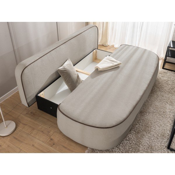 Brūns/pelēkbrūns samta salokāms/ar uzglabāšanas vietu dīvāns 210 cm Saga – Ropez-image-4