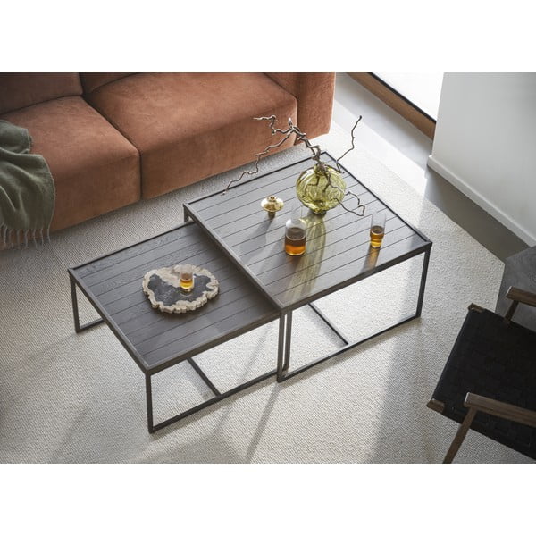 Tumši brūns žurnālgaldiņš ar ozola masīvkoka galda virsmu ø 70 cm Deerfield – Rowico-image-1