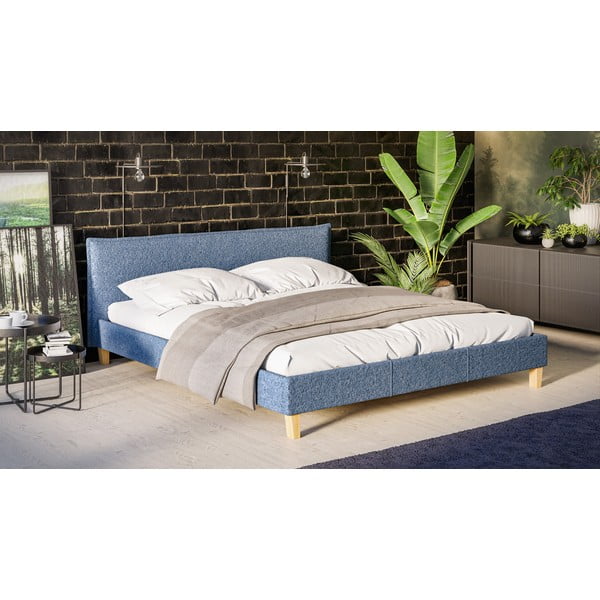 Zila mīksta divvietīga gulta ar režģi 180x200 cm Tina – Ropez-image-2