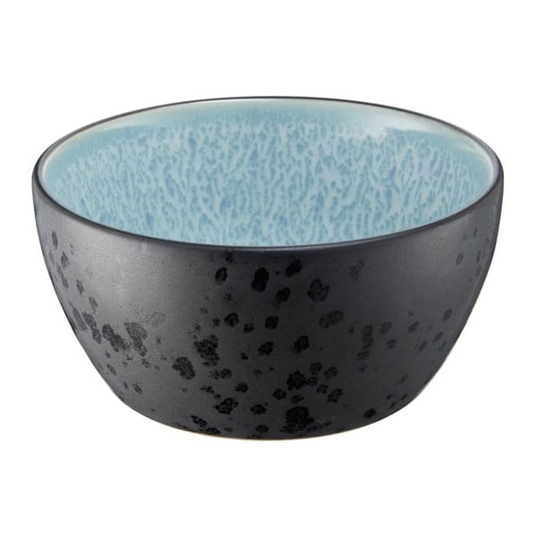 Melns keramikas trauks ar iekšpusi ar gaiši zilu glazūru Bitz Mensa, diametrs 12 cm