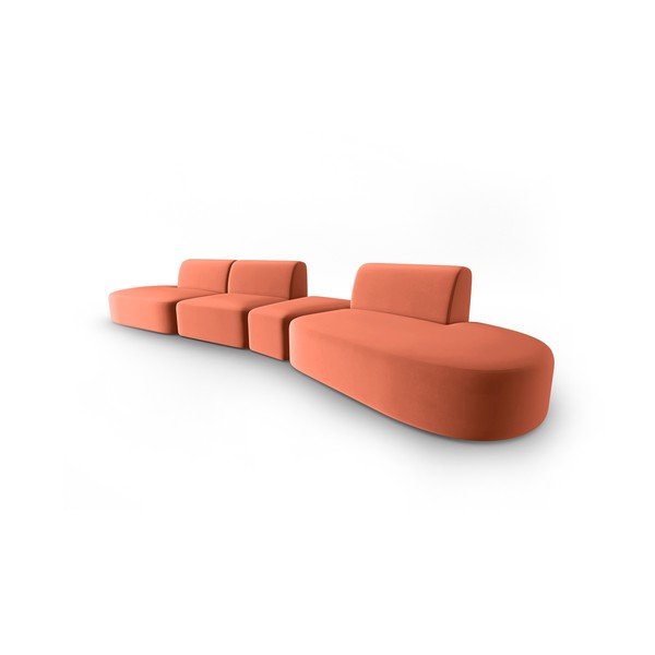 Rozā samta dīvāns ar labo stūri 428 cm Paolo – Milo Casa-image-2