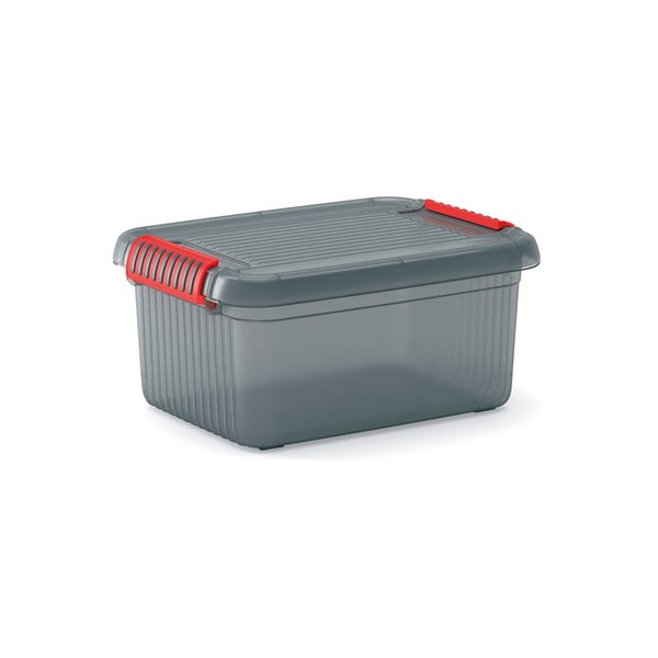 Pelēka plastmasas uzglabāšanas kaste ar vāku 39x29x18 cm K Latch Box – KIS