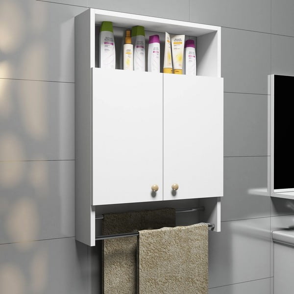 Balts vannas istabas skapītis ar dvieļu turētāju, Vannas istabas skapītis-image-1