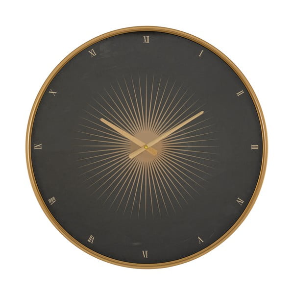 Melns sienas pulkstenis ar zelta krāsas rāmi Mauro Ferretti Glam Classic, ø 60 cm
