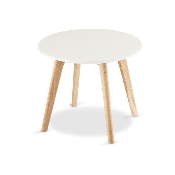 Balts kafijas galdiņš ar ozolkoka kājām Furnhouse Life, Ø 48 cm