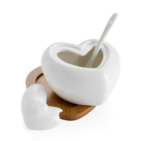 Porcelāna cukurtrauks ar karoti un bambusa paliktni Brandani Heart-image-4