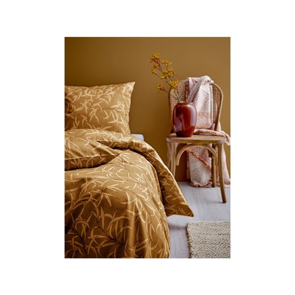 Dzeltena vienguļamā kokvilnas satīna gultasveļa Södahl Breeze Golden, 140 x 200 cm-image-1