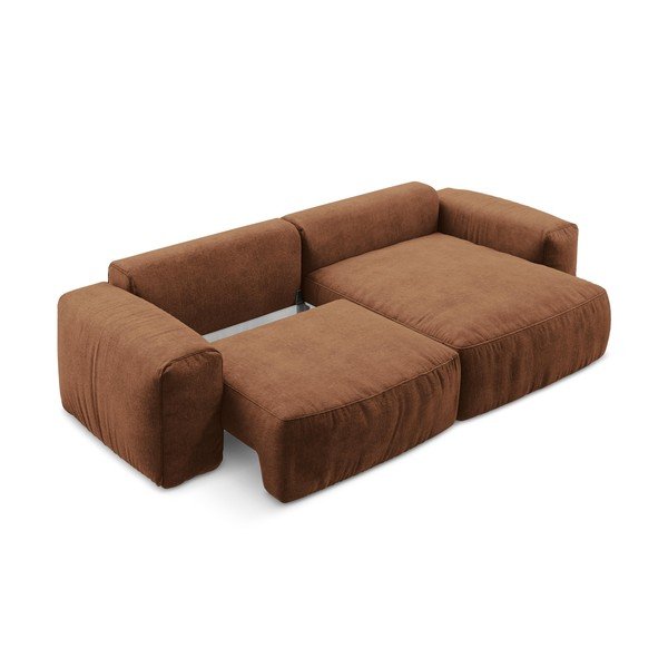 Terakotas oranžs salokāms stūra dīvāns no šenila auduma (ar labo stūri/ar zvilni) Kuki – Makamii-image-4