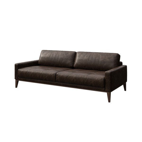 Tumši brūns ādas dīvāns MESONICA Musso Tufted, 210 cm-image-2