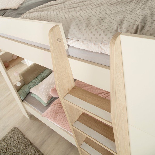 Bēša divstāvu bērnu gulta bez režģa 90x200 cm Double – Roba-image-2