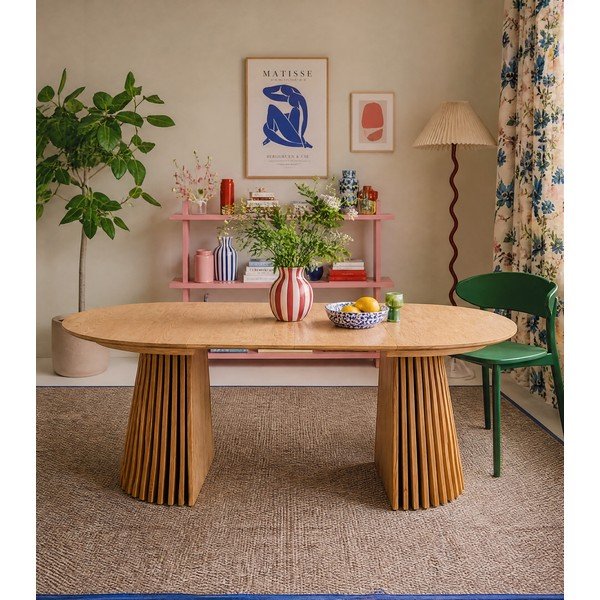 Apaļš izvelkams ēdamgalds ar ozolkoka imitācijas galda virsmu ø 120 cm Osaka – House Nordic-image-3