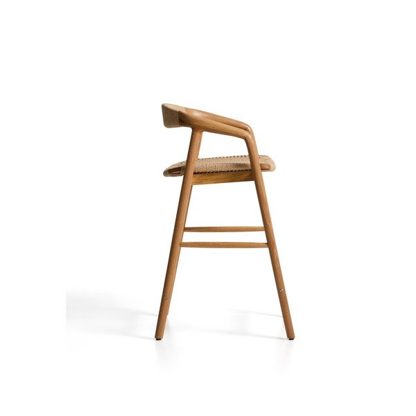 Dabīga toņa ozola masīvkoka bāra krēsls ar roku balstiem (sēdekļa augstums 65 cm) Derile – Kave Home-image-4