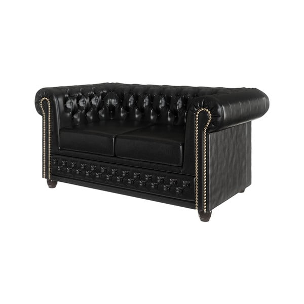 Melns mākslīgās ādas dīvāns 148 cm York – Ropez
