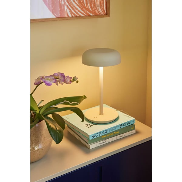 Krēmkrāsas LED galda lampa ar regulējamu spilgtumu (augstums 37 cm) Velo – Hübsch-image-2