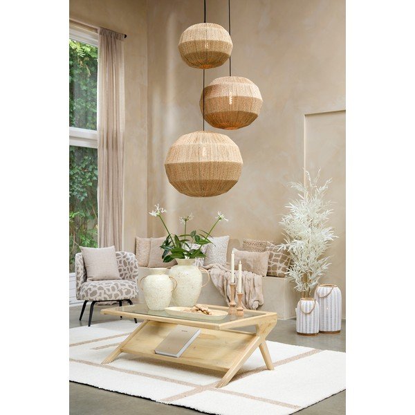 Gaiša dabīga toņa žurnālgaldiņš ar stikla galda virsmu 70x112 cm Yuki – Light & Living-image-1