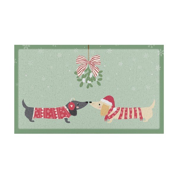Pārstrādātas plastmasas kājslauķis ar Ziemassvētku motīvu 40x70 cm Christmas Sausage Dogs – Artsy Doormats