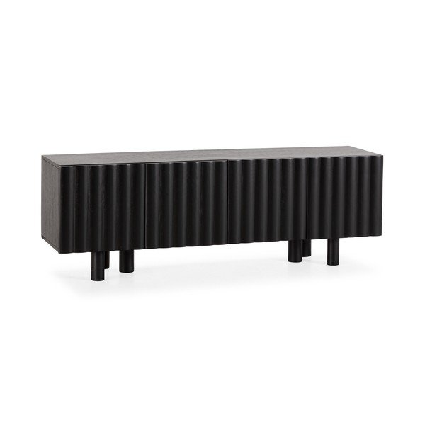 Melns mango masīvkoka TV galdiņš 160x55x40 cm Tamira – MOME