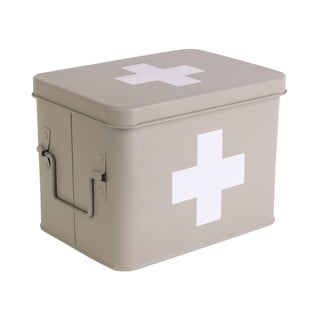 Bēša metāla aptieciņas kaste PT LIVING Medicine, platums 21,5 cm