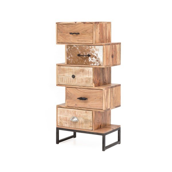 Akācijas koka kumode ar 5 atvilktnēm WOOX LIVING-image-1