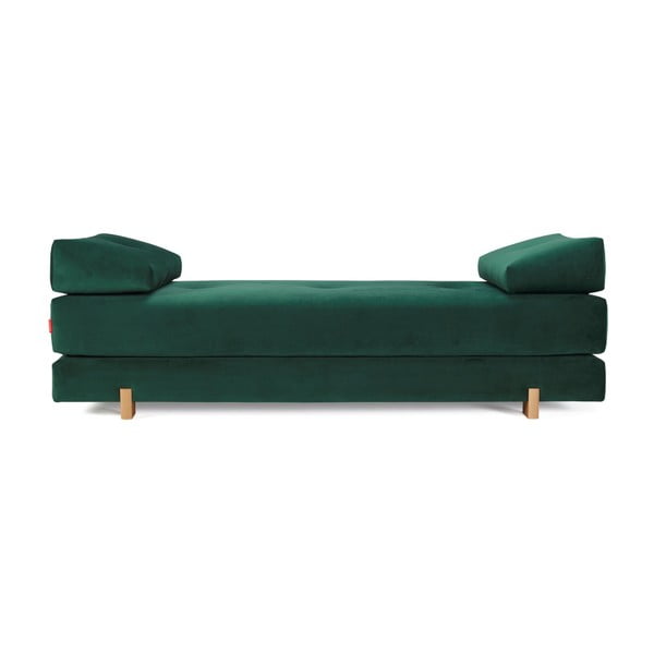 Tumši zaļa dīvāns gulta Inovācija Sigmund Velvet Forest Green