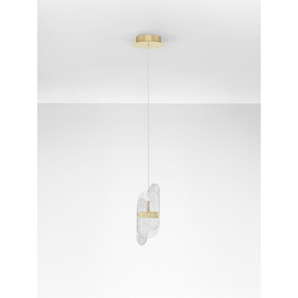 Misiņa krāsas metāla LED piekaramā lampa ar regulējamu spilgtumu ar stikla abažūru ø 14 cm Lucien – Nova Luce-image-3
