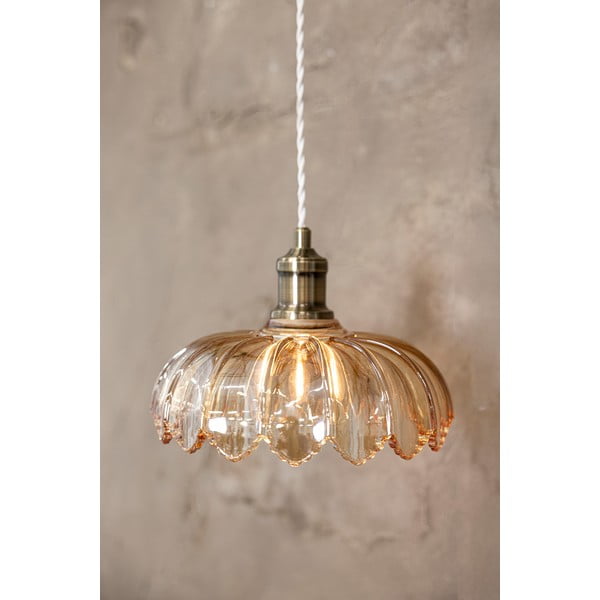 Misiņa krāsas/dzintara dzeltena piekaramā lampa ar stikla abažūru ø 25,5 cm Kurage – Markslöjd-image-1