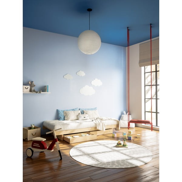 Dabīga toņa priedes masīvkoka vienvietīga gulta ar veļas kasti un režģi 90x200 cm Kanso – Karup Design-image-1