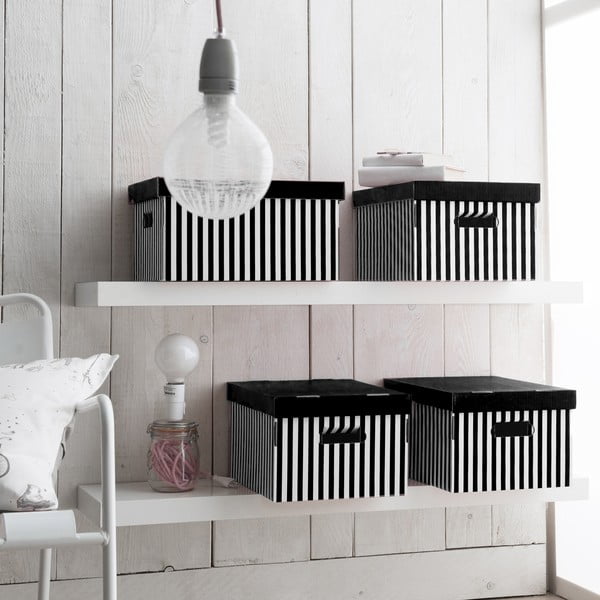 Kartona uzglabāšanas kastes (2 gab.) ar vāku Stripes – Compactor-image-1