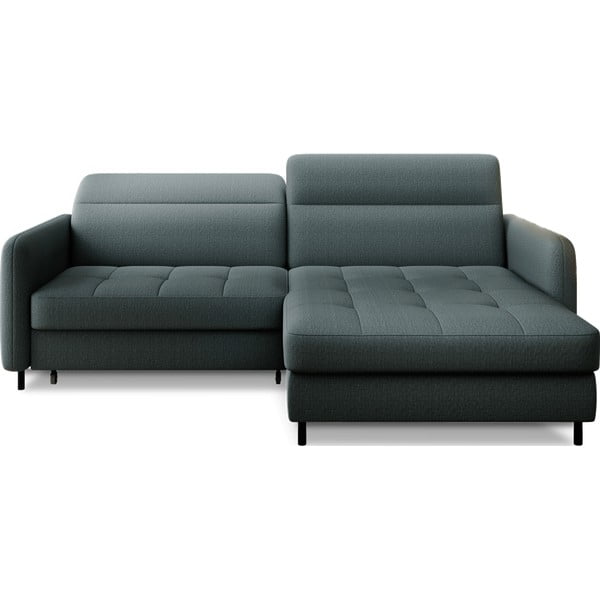 Dūmakaini zaļš samta salokāms/ar uzglabāšanas vietu stūra dīvāns (ar labo stūri/ar zvilni) Gomsi – ELTAP