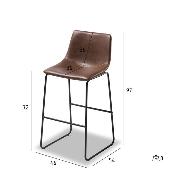 2 tumši brūnu bāra krēslu komplekts Furnhouse Indiana-image-1