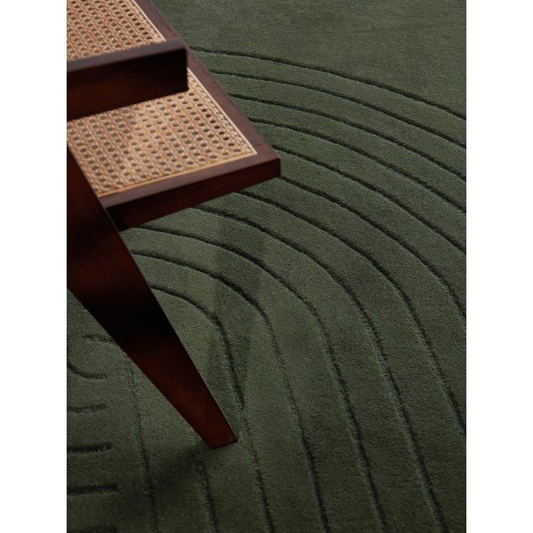 Tumši zaļš ar rokām darināts vilnas paklājs 80x150 cm Arcura – Vikosa-image-2