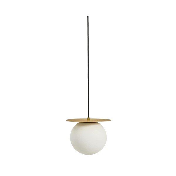 Balta/zelta krāsas metāla piekaramā lampa ar stikla abažūru ø 25 cm Brisia – Kave Home