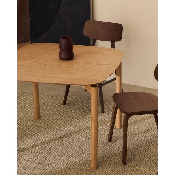 Ēdamgalds ar oškoka imitāciju 100x100 cm Indara – Kave Home-image-1