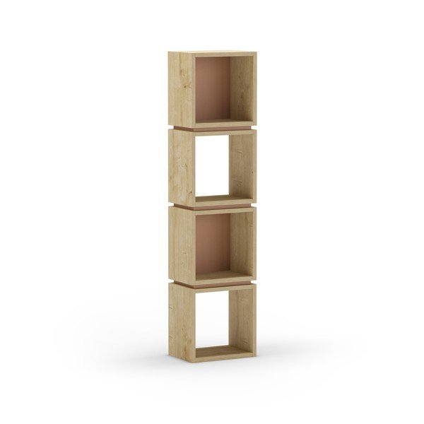 Ķieģeļu sarkans/dabīga toņa grāmatplaukts ar ozolkoka imitāciju 32x133 cm Lofty – Marckeric-image-2