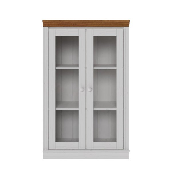 Balta/dzintara dzeltena priedes masīvkoka vitrīna 74x118x35 cm Anita – Støraa