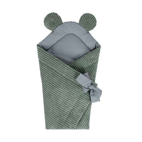 Zaļa velveta bērnu ietinamā sedziņa 35x65 cm – Meowbaby